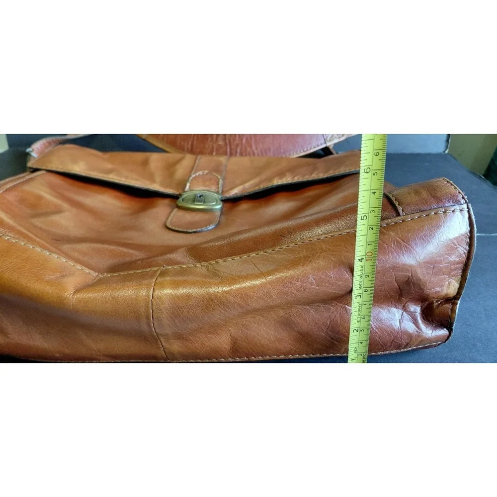 distressed heritage classic vintage executive tan leather briefcase mesenger Bag